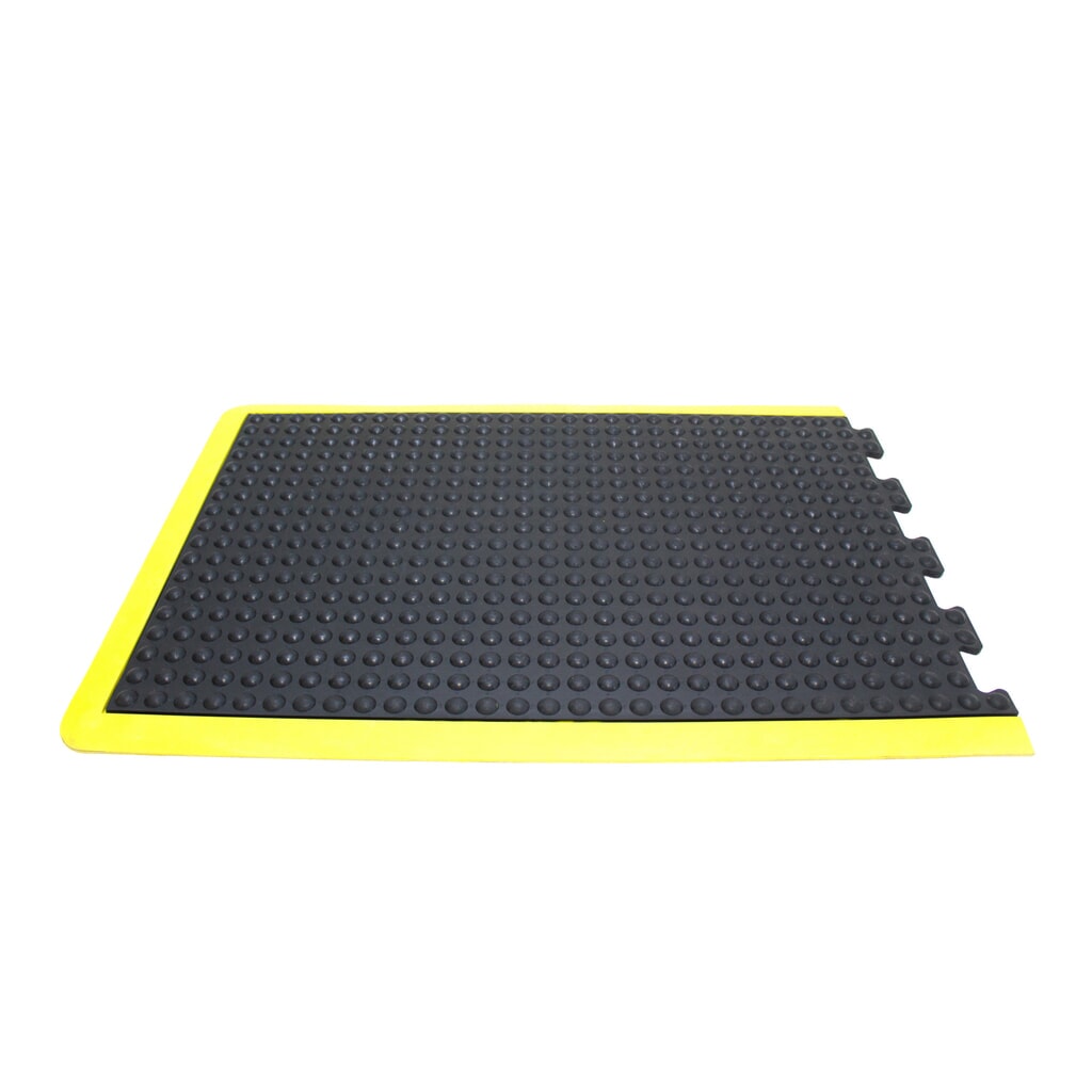 COBA Anti-Ermüdungsmatte Bubblemat Safety, Endstück, BxL 600 x 900 mm, schwarz/gelb Produktabbildung: COBA Anti-Ermüdungsmatte Bubblemat Safety, Endstück, BxL 600 x 900 mm, schwarz/gelb