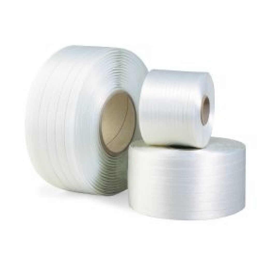 Produktabbildung: Composite Polyesterband, 16 mm x 600 lfm., Kern-Ø 200 mm, Reissfestigkeit 550 kp, weiss