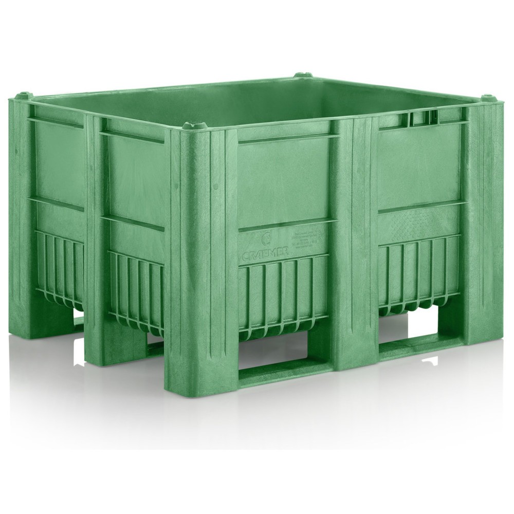 Produktabbildung: CRAEMER Palettenbox, 1.200 x 1.000 x 760 mm, 3 Kufen, grün