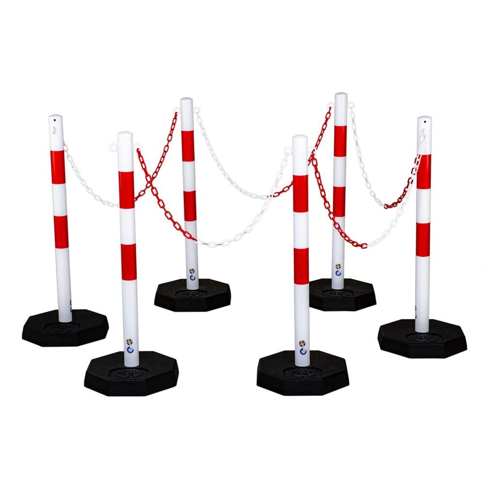 Produktabbildung Nr. 1: dancop Kettenständer-Set KPS, 25 m Kunststoffkette, rot/weiss, 6 Stk/VE