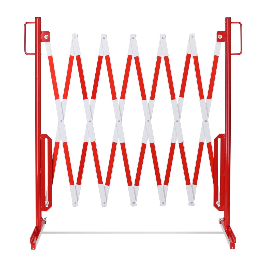 dancop Scherengitter, Standfuss beidseitig, Breite 3.600 mm, rot/weiss Produktabbildung Nr. 5: dancop Scherengitter, Standfuss beidseitig, Breite 3.600 mm, rot/weiss