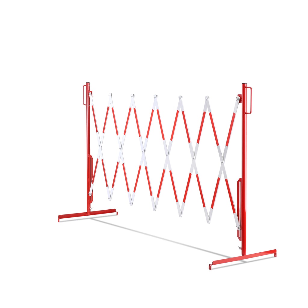 dancop Scherengitter, Standfuss beidseitig, Breite 3.600 mm, rot/weiss Produktabbildung Nr. 11: dancop Scherengitter, Standfuss beidseitig, Breite 3.600 mm, rot/weiss