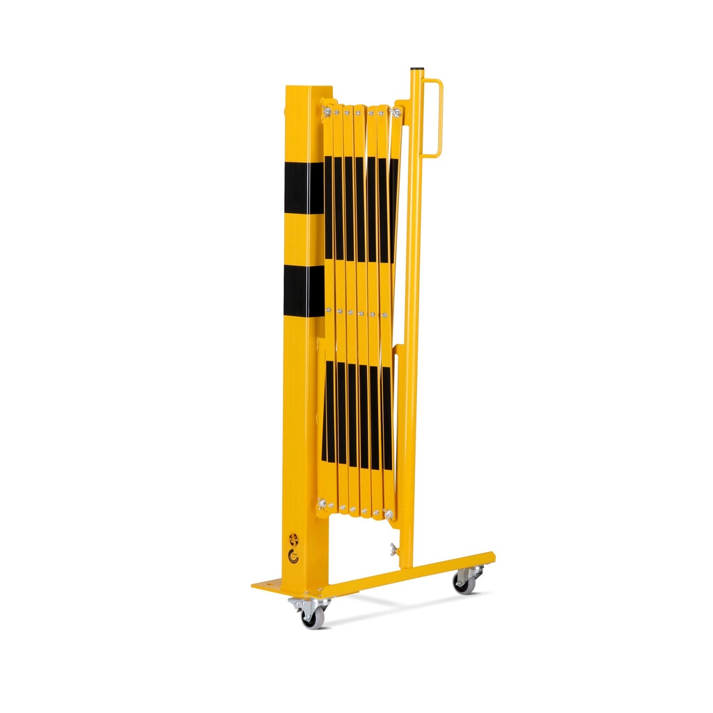 dancop Scherengitter, 1 Rollenfuss, 1 Absperrpfosten, Breite 3.600 mm, gelb/schwarz Produktabbildung Nr. 3: dancop Scherengitter, 1 Rollenfuss, 1 Absperrpfosten, Breite 3.600 mm, gelb/schwarz
