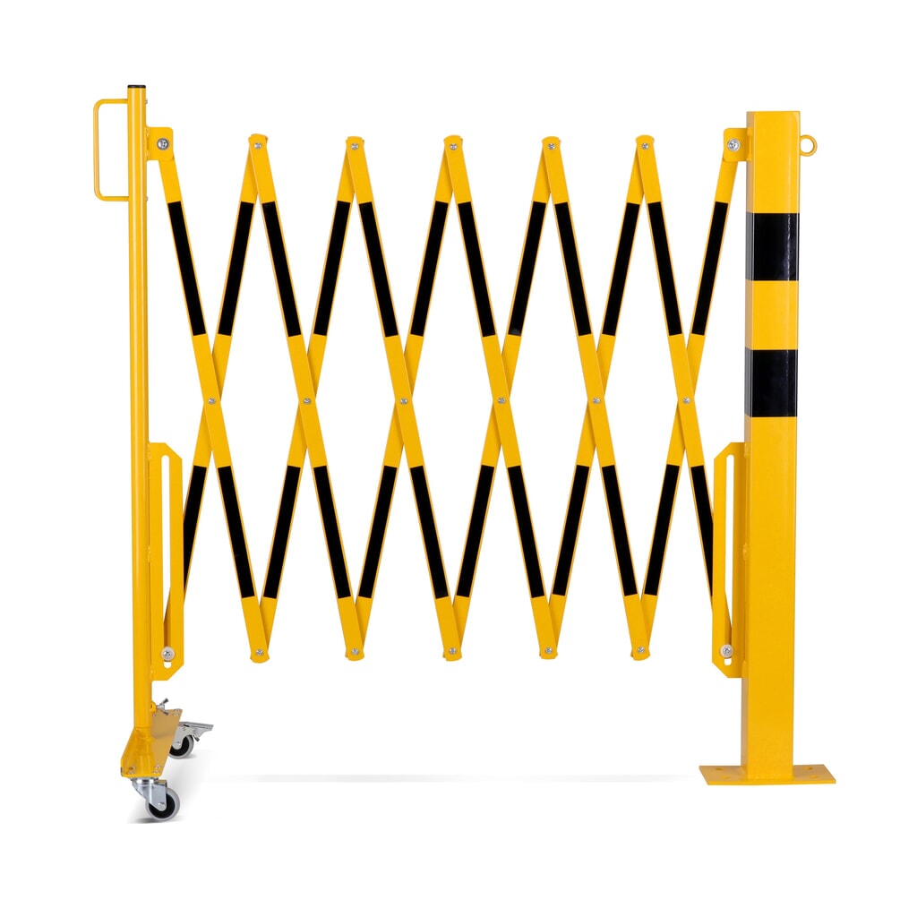 dancop Scherengitter, 1 Rollenfuss, 1 Absperrpfosten, Breite 3.600 mm, gelb/schwarz Produktabbildung Nr. 6: dancop Scherengitter, 1 Rollenfuss, 1 Absperrpfosten, Breite 3.600 mm, gelb/schwarz