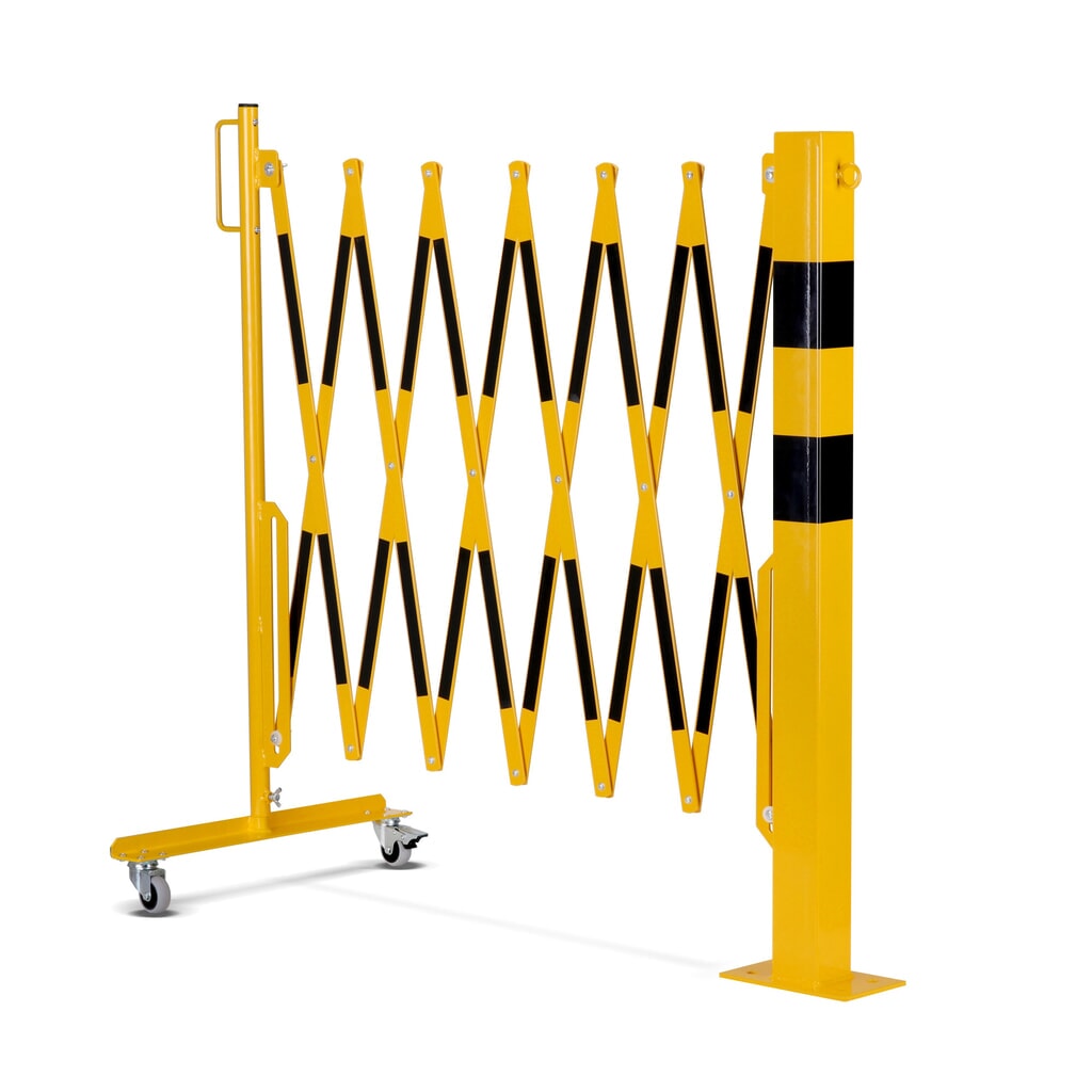 dancop Scherengitter, 1 Rollenfuss, 1 Absperrpfosten, Breite 3.600 mm, gelb/schwarz Produktabbildung Nr. 7: dancop Scherengitter, 1 Rollenfuss, 1 Absperrpfosten, Breite 3.600 mm, gelb/schwarz