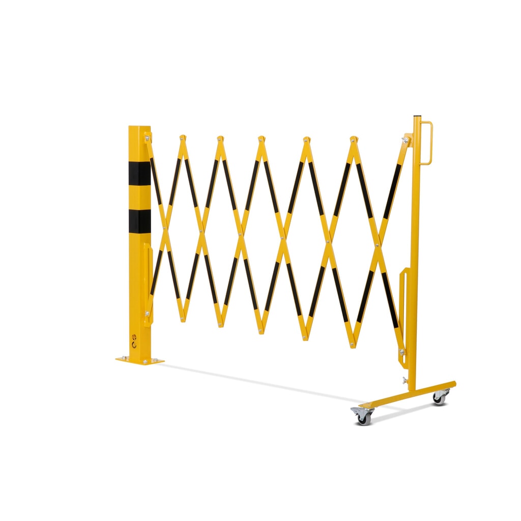 dancop Scherengitter, 1 Rollenfuss, 1 Absperrpfosten, Breite 3.600 mm, gelb/schwarz Produktabbildung Nr. 11: dancop Scherengitter, 1 Rollenfuss, 1 Absperrpfosten, Breite 3.600 mm, gelb/schwarz