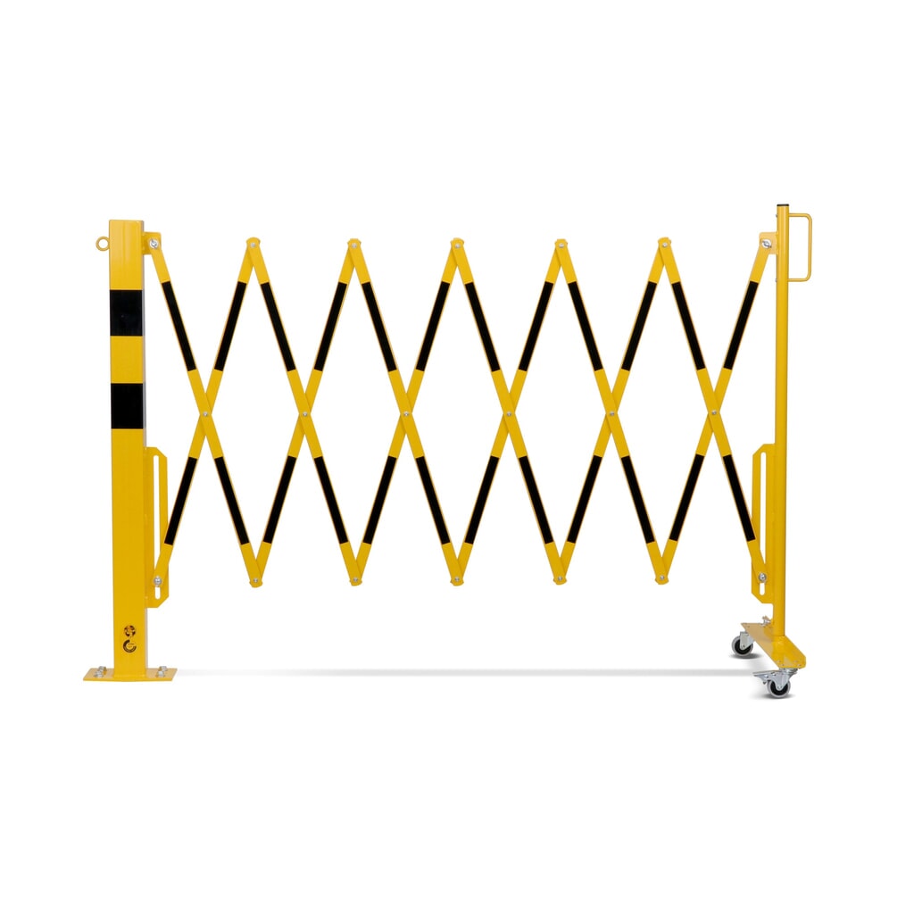 dancop Scherengitter, 1 Rollenfuss, 1 Absperrpfosten, Breite 3.600 mm, gelb/schwarz Produktabbildung Nr. 12: dancop Scherengitter, 1 Rollenfuss, 1 Absperrpfosten, Breite 3.600 mm, gelb/schwarz