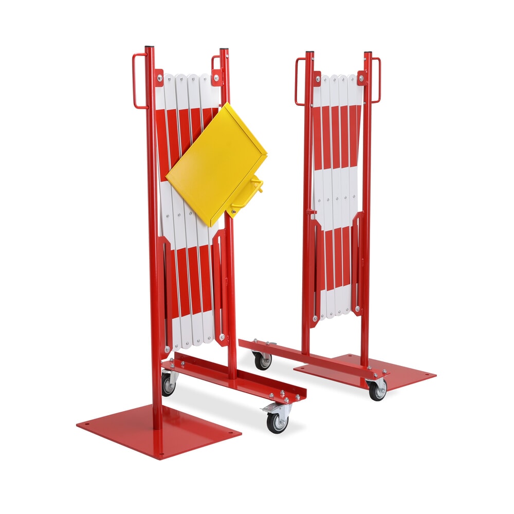 Produktabbildung Nr. 5: dancop Scherengitter-Set, 2 Rollenfüsse, 2 Fussplatten, Breite 2x 2.000 mm, rot/weiss