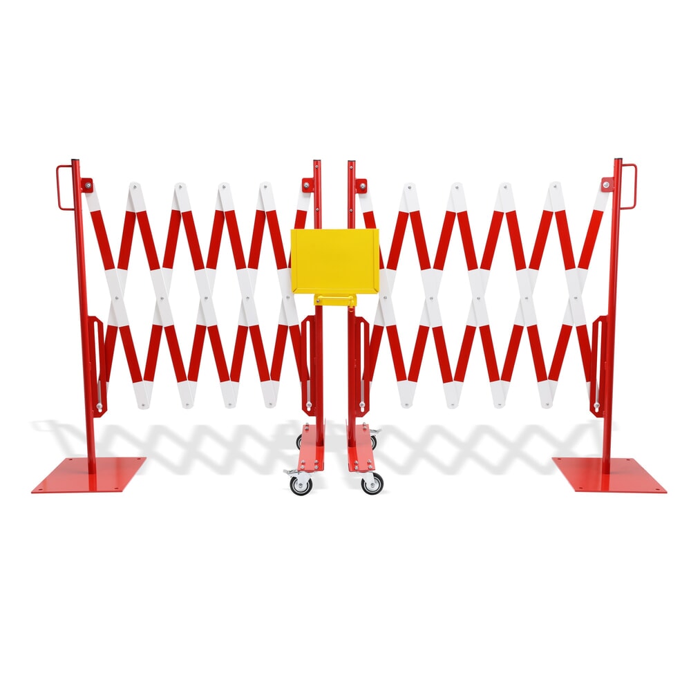 Produktabbildung Nr. 6: dancop Scherengitter-Set, 2 Rollenfüsse, 2 Fussplatten, Breite 2x 2.000 mm, rot/weiss