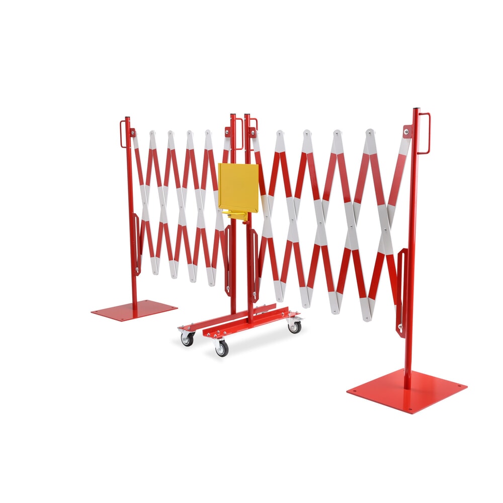 Produktabbildung Nr. 7: dancop Scherengitter-Set, 2 Rollenfüsse, 2 Fussplatten, Breite 2x 2.000 mm, rot/weiss