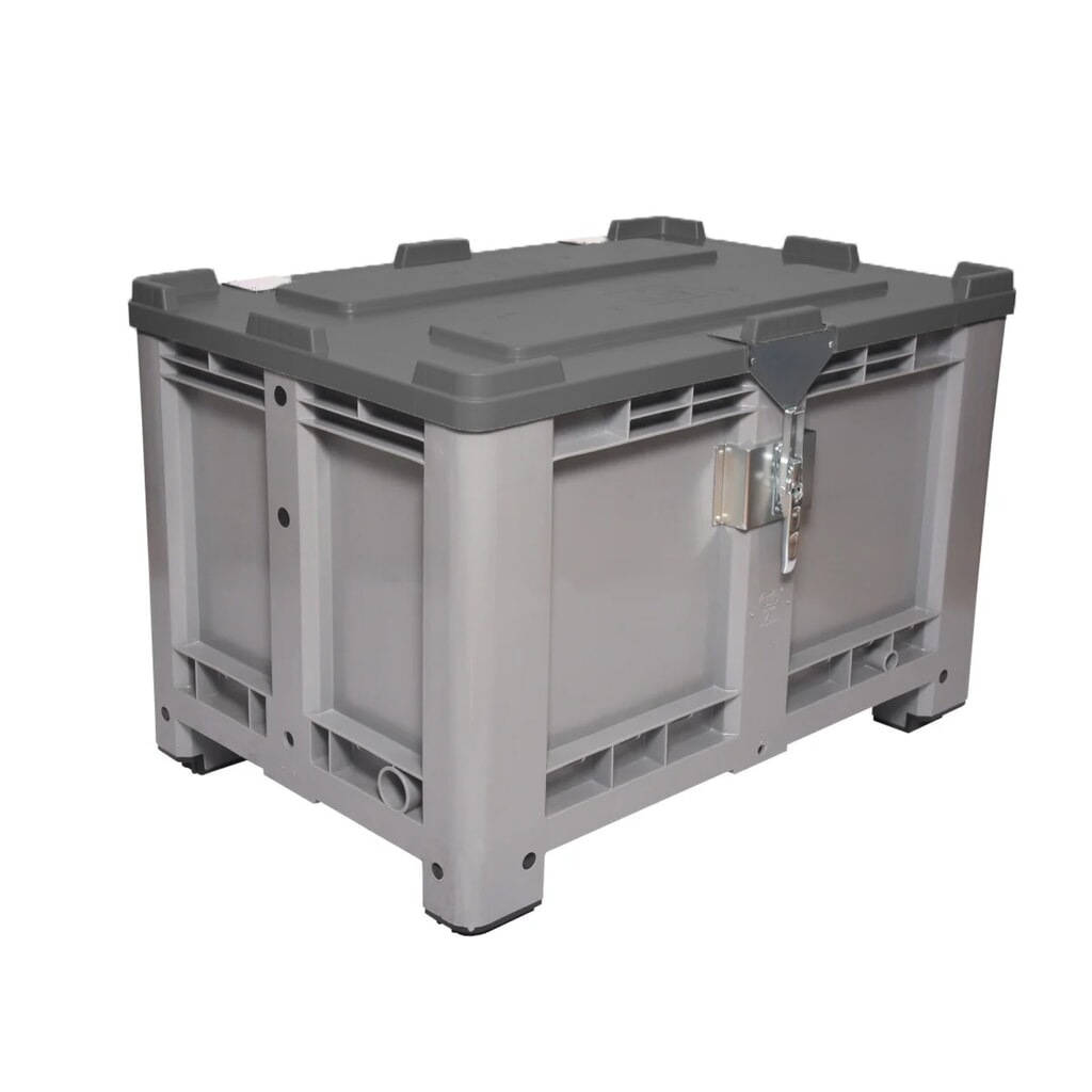 Produktabbildung: Deckel für Palettenbox, 1200x1000 mm, schwarz, mit Scharnier, abschliessbar
