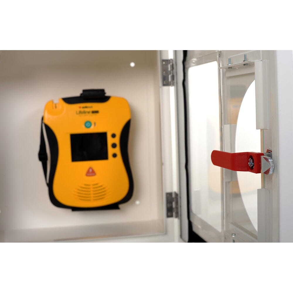 Produktabbildung Nr. 2: defibtech Defibrillatoren-Schrank mit Einschlagscheibe und akustischem Alarm, reinweiss