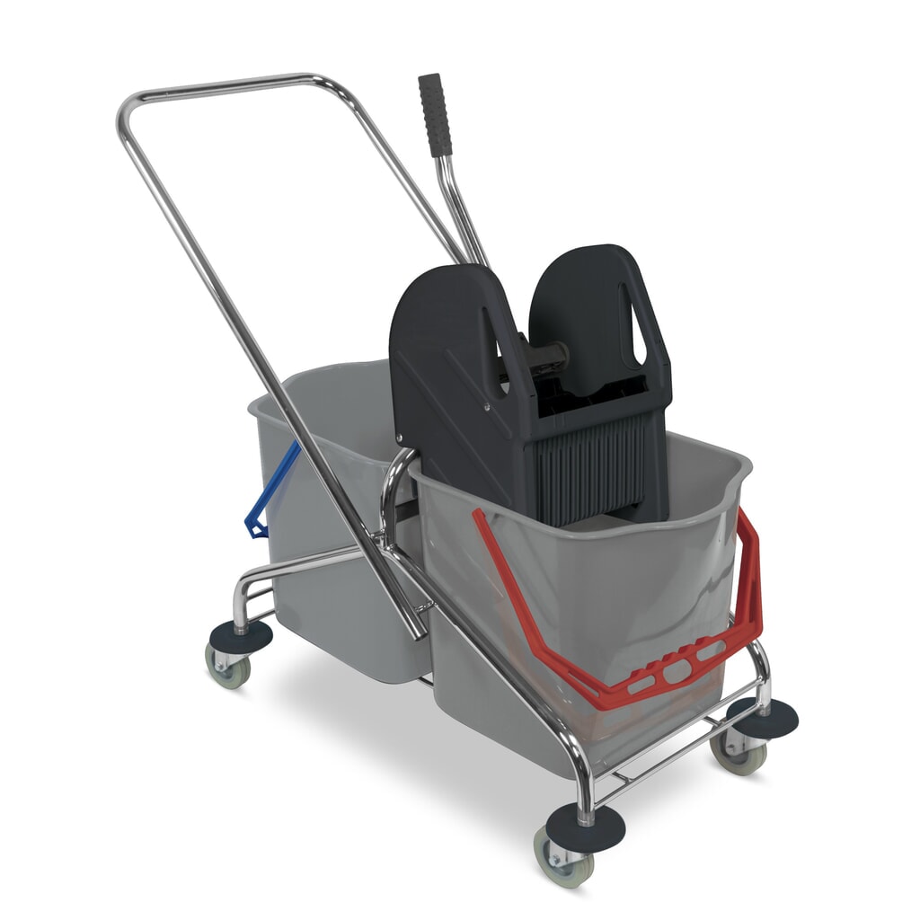 Doppelfahreimer Sprintus, Chrom, Eimer 2x 27 Liter Produktabbildung: Doppelfahreimer Sprintus, Chrom, Eimer 2x 27 Liter