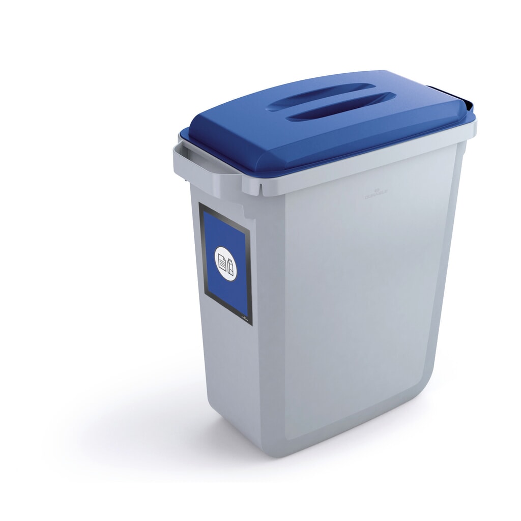 DURABLE Abfallbehälter DURABIN® 60L mit Deckel + Info-Rahmen DURAFRAME®, blau Produktabbildung Nr. 2: DURABLE Abfallbehälter DURABIN® 60L mit Deckel + Info-Rahmen DURAFRAME®, blau