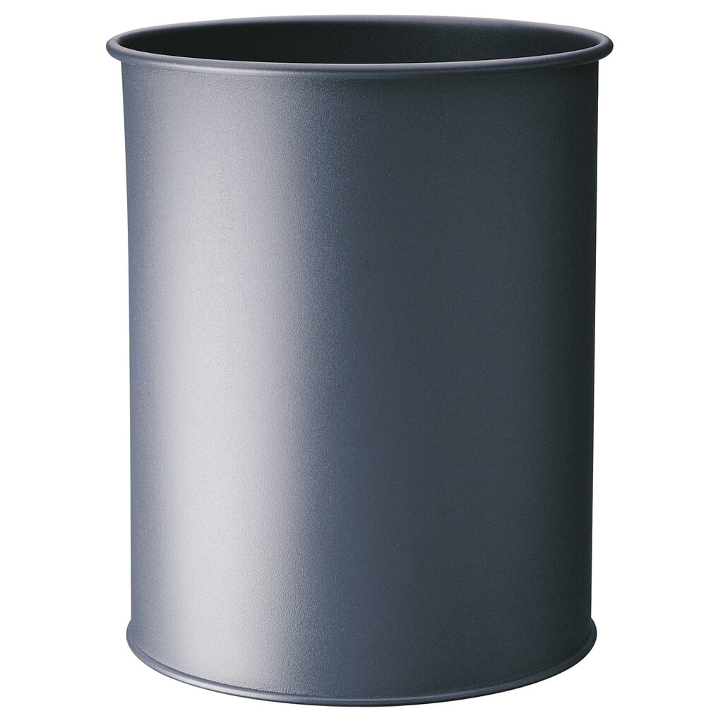 DURABLE Papierkorb Metall rund 15 5er SET, anthrazit Produktabbildung: DURABLE Papierkorb Metall rund 15 5er SET, anthrazit