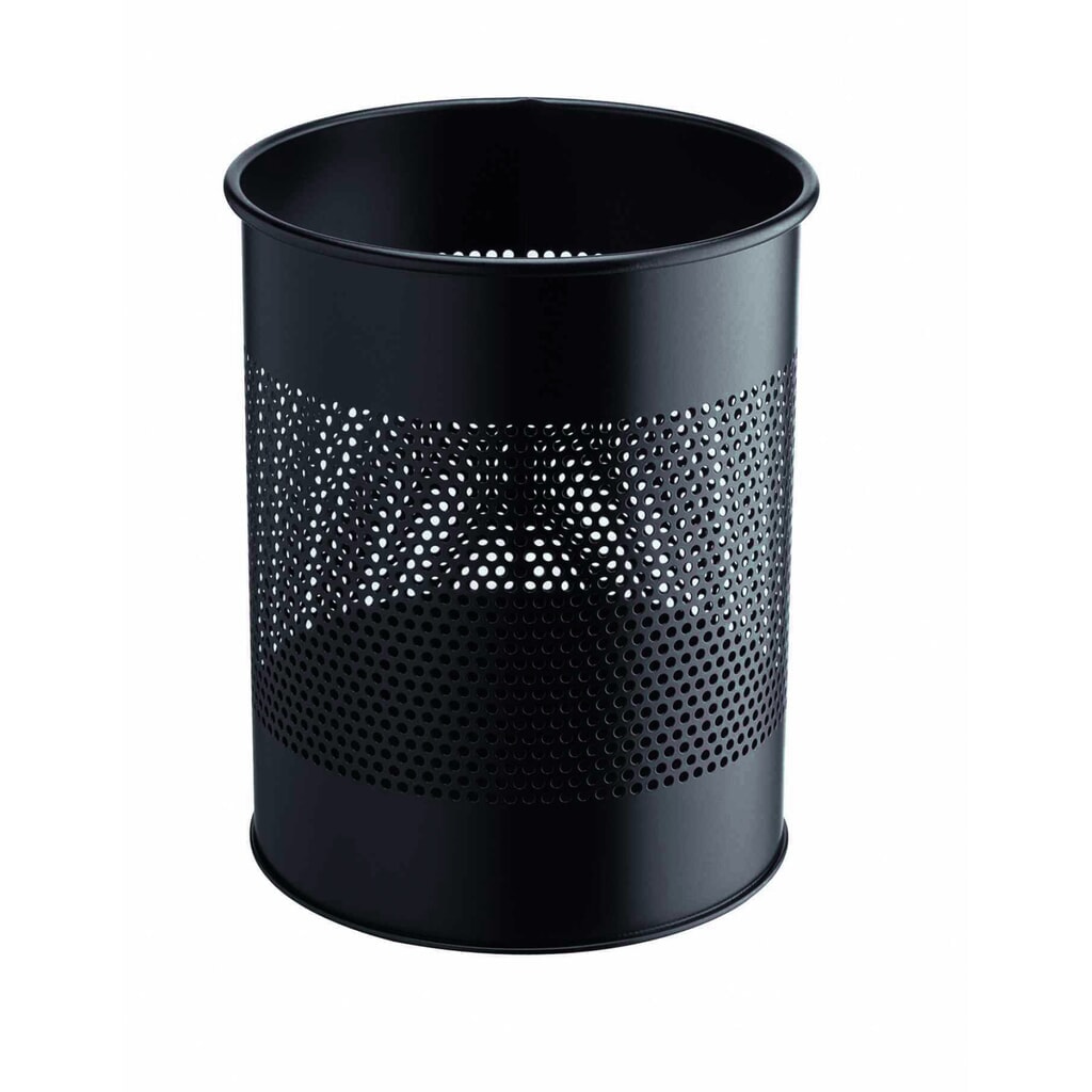 DURABLE Papierkorb Metall rund 15/P 165 mm 5er SET, schwarz Produktabbildung: DURABLE Papierkorb Metall rund 15/P 165 mm 5er SET, schwarz