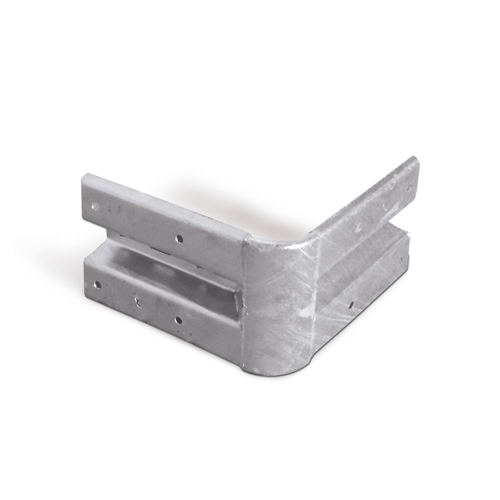 Eckstück für Stahl-Schutzplanke, 90° aussen Produktabbildung: Eckstück für Stahl-Schutzplanke, 90° aussen