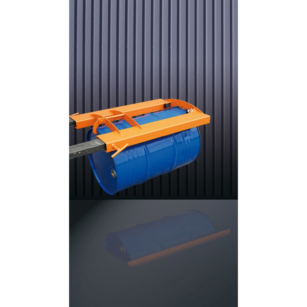 Produktabbildung: Eichinger® Fassgreifer für liegende Sicken-Fässer, 1 x Fass reinorange