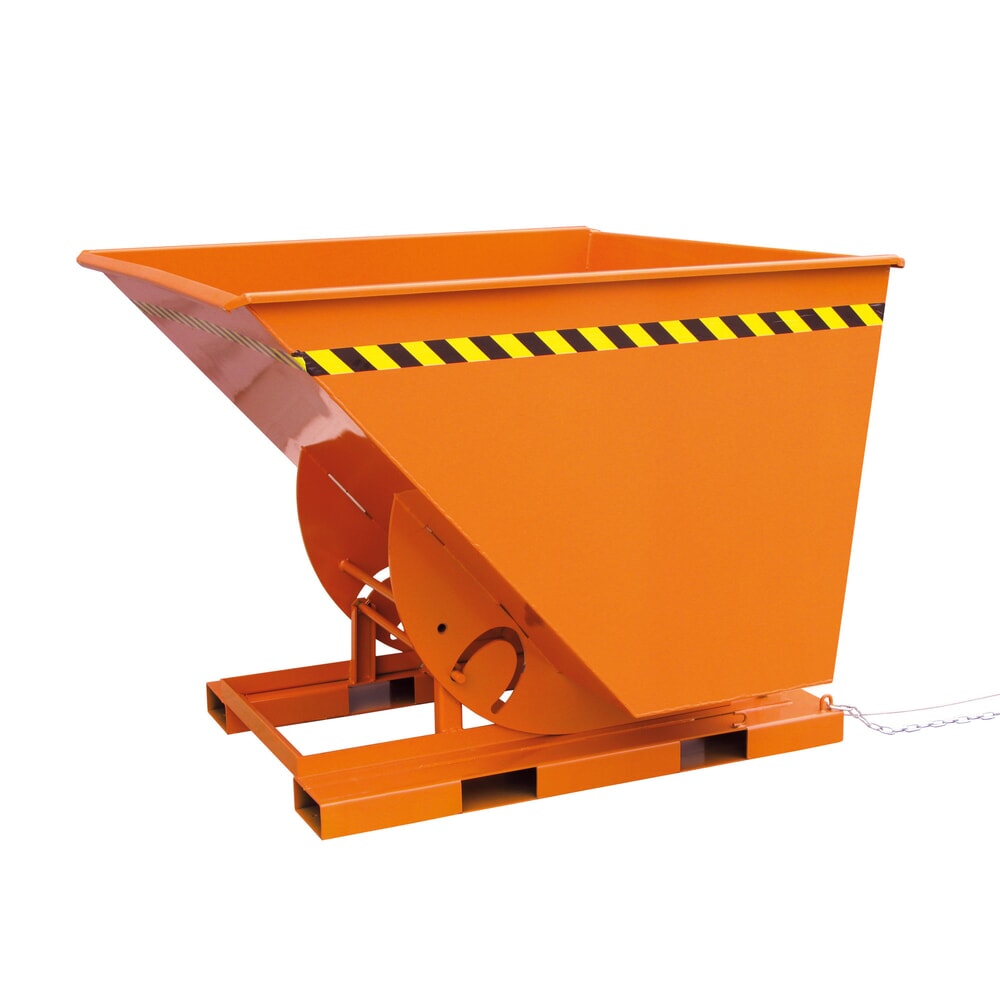 Produktabbildung Nr. 1: Eichinger® Kippbehälter in hoher Bauhöhe, quer zur und in Fahrtrichtung kippbar, 1000 kg, 300 Liter, reinorange