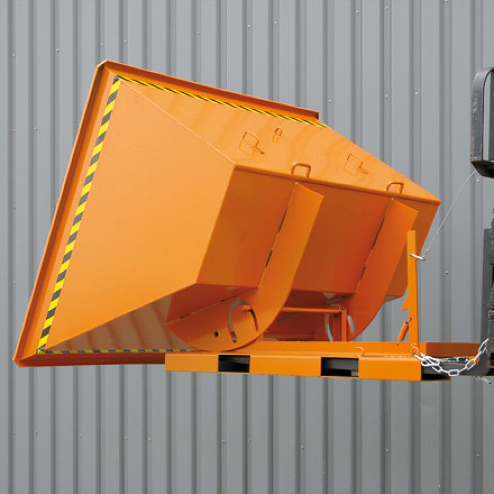 Produktabbildung Nr. 2: Eichinger® Kippbehälter in hoher Bauhöhe, quer zur und in Fahrtrichtung kippbar, 1000 kg, 300 Liter, reinorange