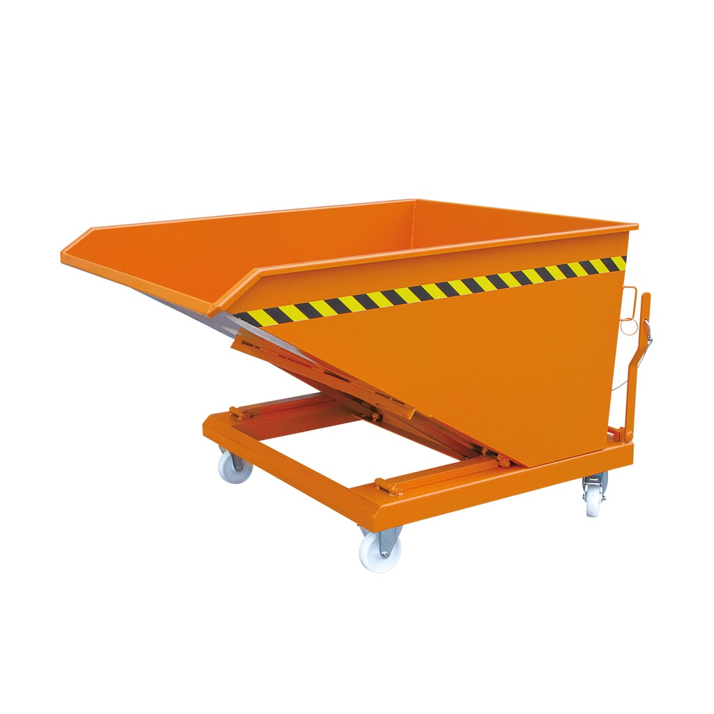 Eichinger® Kippbehälter in niedriger Bauhöhe, 1000 kg, 300 Liter, reinorange Produktabbildung Nr. 1: Eichinger® Kippbehälter in niedriger Bauhöhe, 1000 kg, 300 Liter, reinorange