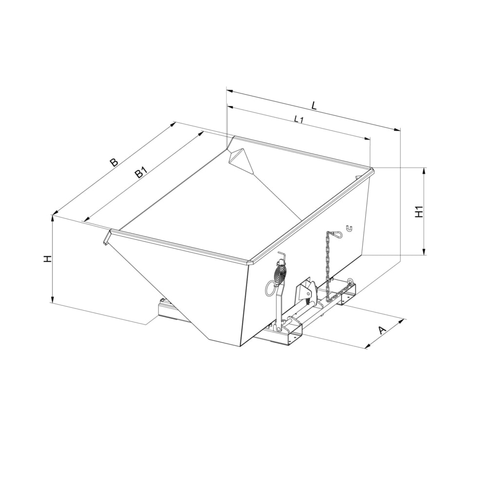Produktabbildung Nr. 2: Eichinger® Schwerlast-Kippbehälter mit Abrollkufen, 1500 kg, 1250 Liter, anthrazitgrau