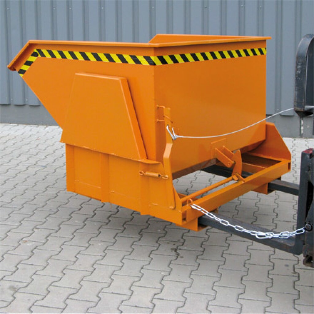 Eichinger® Kippbehälter mit geschützten Abrollkufen, 1000 kg, 300 Liter, reinorange Produktabbildung Nr. 2: Eichinger® Kippbehälter mit geschützten Abrollkufen, 1000 kg, 300 Liter, reinorange