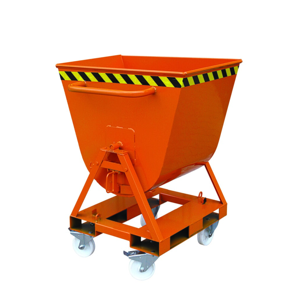 Eichinger® Kippmulde 2-seitig kippbar, von 4 Seiten anfahrbar, 500 kg, 300 Liter reinorange Produktabbildung Nr. 2: Eichinger® Kippmulde 2-seitig kippbar, von 4 Seiten anfahrbar, 500 kg, 300 Liter reinorange