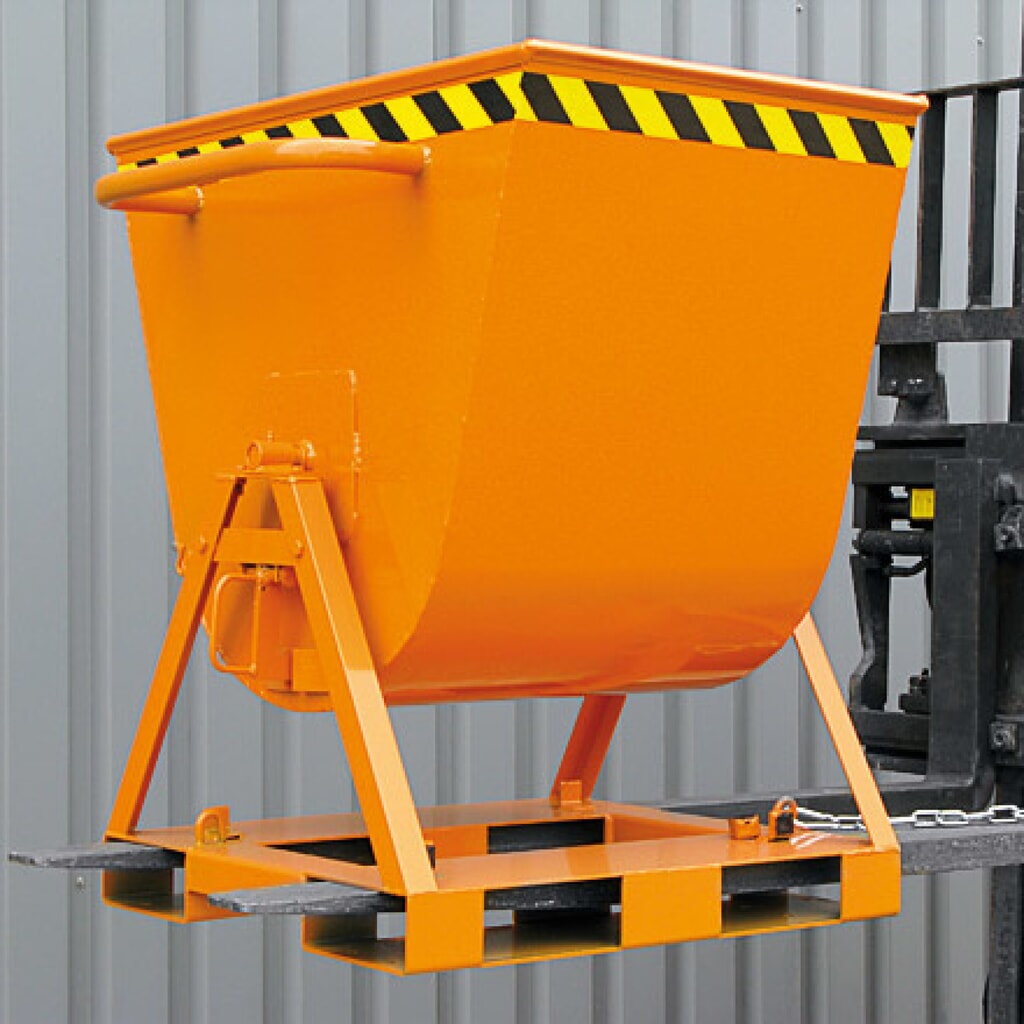 Eichinger® Kippmulde 2-seitig kippbar, von 4 Seiten anfahrbar, 500 kg, 300 Liter reinorange Produktabbildung Nr. 3: Eichinger® Kippmulde 2-seitig kippbar, von 4 Seiten anfahrbar, 500 kg, 300 Liter reinorange