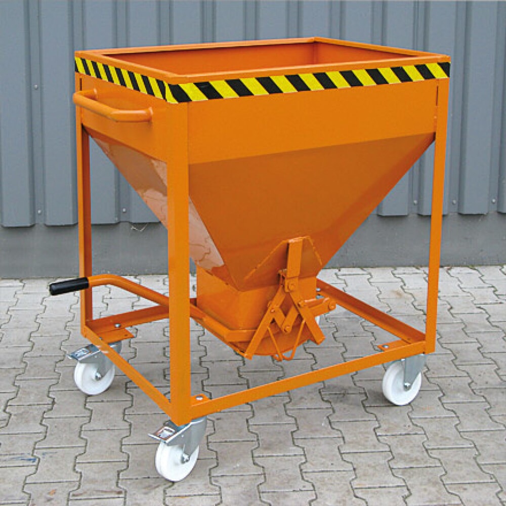 Produktabbildung Nr. 2: Eichinger® Silobehälter auf Rollen, mittigem, per Hebel bedienbarem Auslauf, 300 Liter, reinorange