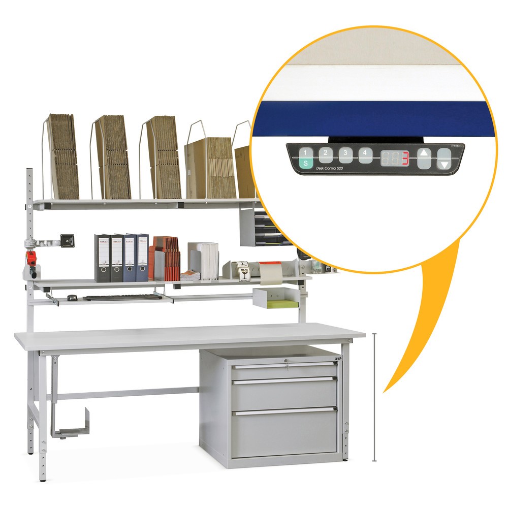 Produktabbildung Nr. 2: Elektrische Höhenverstellung für DAHMEN Packtische Classic, Verstellbereich 750-930 mm