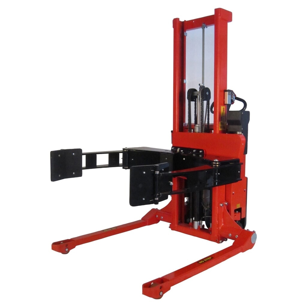 Produktabbildung: Logitrans Elektro-Rollenheber mit Breitspur, vollelektrisch, schwenkbar, einstellbarer Rollenhalter