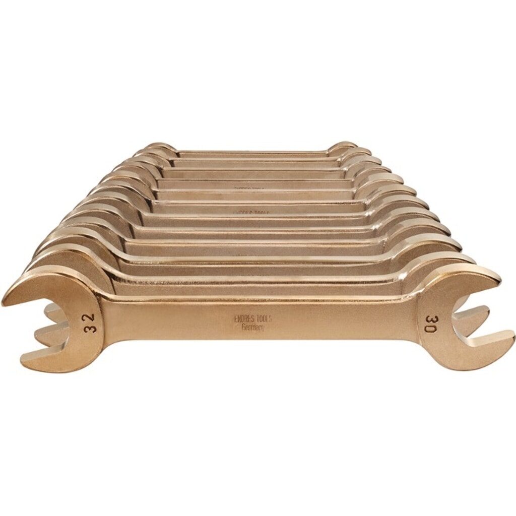 Doppelmaulschlüsselsatz 12-teilig SW6-32 mm Aluminium-Mehrstoff-Bronze funkenfrei Produktabbildung: Doppelmaulschlüsselsatz 12-teilig SW6-32 mm Aluminium-Mehrstoff-Bronze funkenfrei