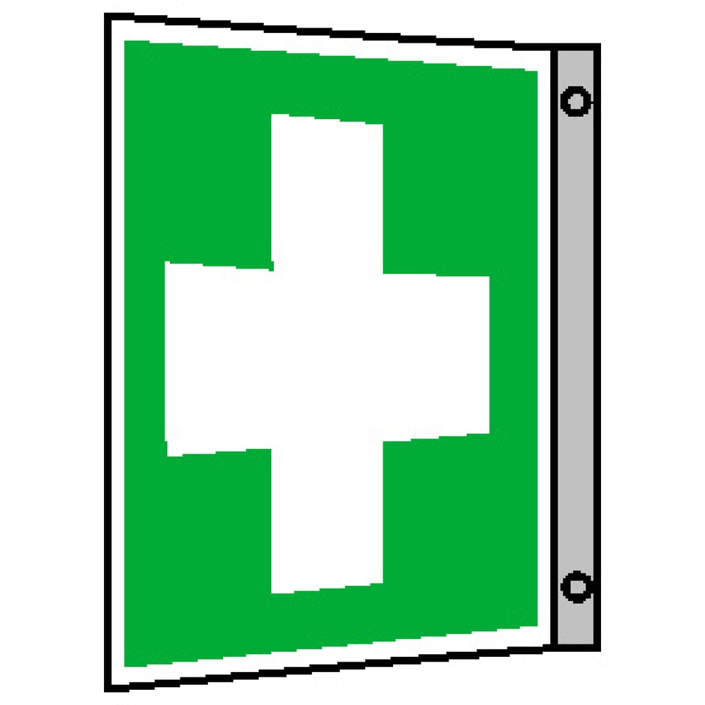 Produktabbildung: SafetyMarking® Erste Hilfe, Fahne, HxB 200 x 200 mm, Alu HI