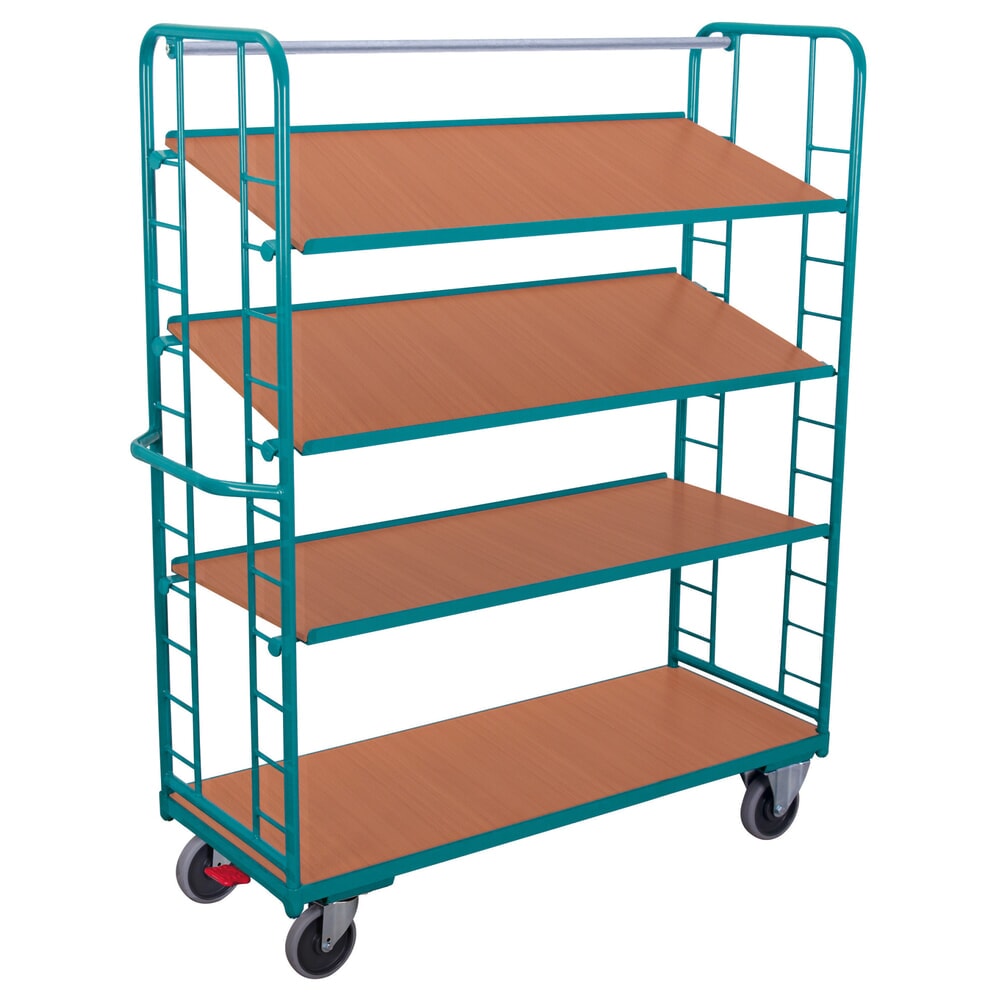 Produktabbildung Nr. 1: Etagenwagen Ameise®, 3 variable Holzböden à 1.615 x 635 mm, mit Zentralbremse