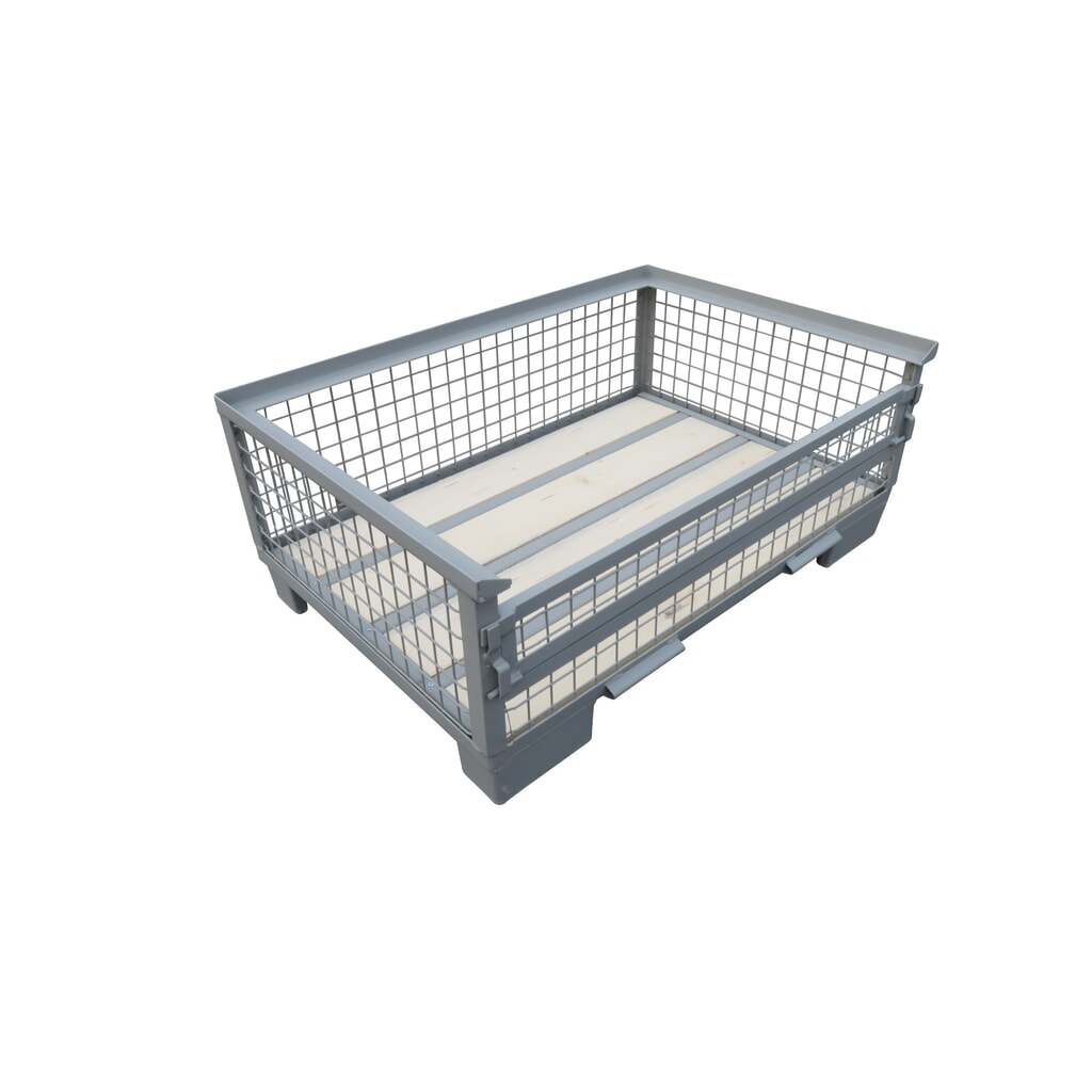 Euro-Gitterbox, Längswand halb abklappbar, Höhe 500 mm Produktabbildung: Euro-Gitterbox, Längswand halb abklappbar, Höhe 500 mm