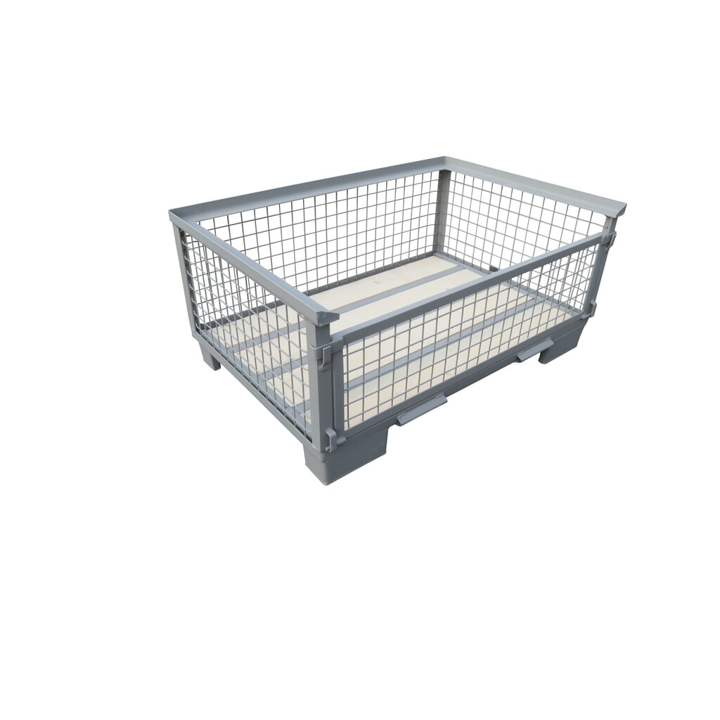 Euro-Gitterbox, Längswand voll abklappbar, Höhe 570 mm Produktabbildung: Euro-Gitterbox, Längswand voll abklappbar, Höhe 570 mm