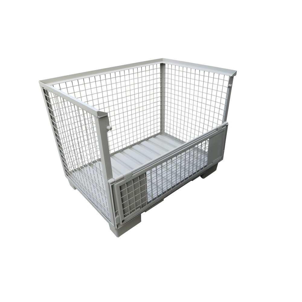 Produktabbildung Nr. 2: Euro-Gitterbox, mit Stahlblechboden, Längswand halb abklappbar, Nutzhöhe 800 mm