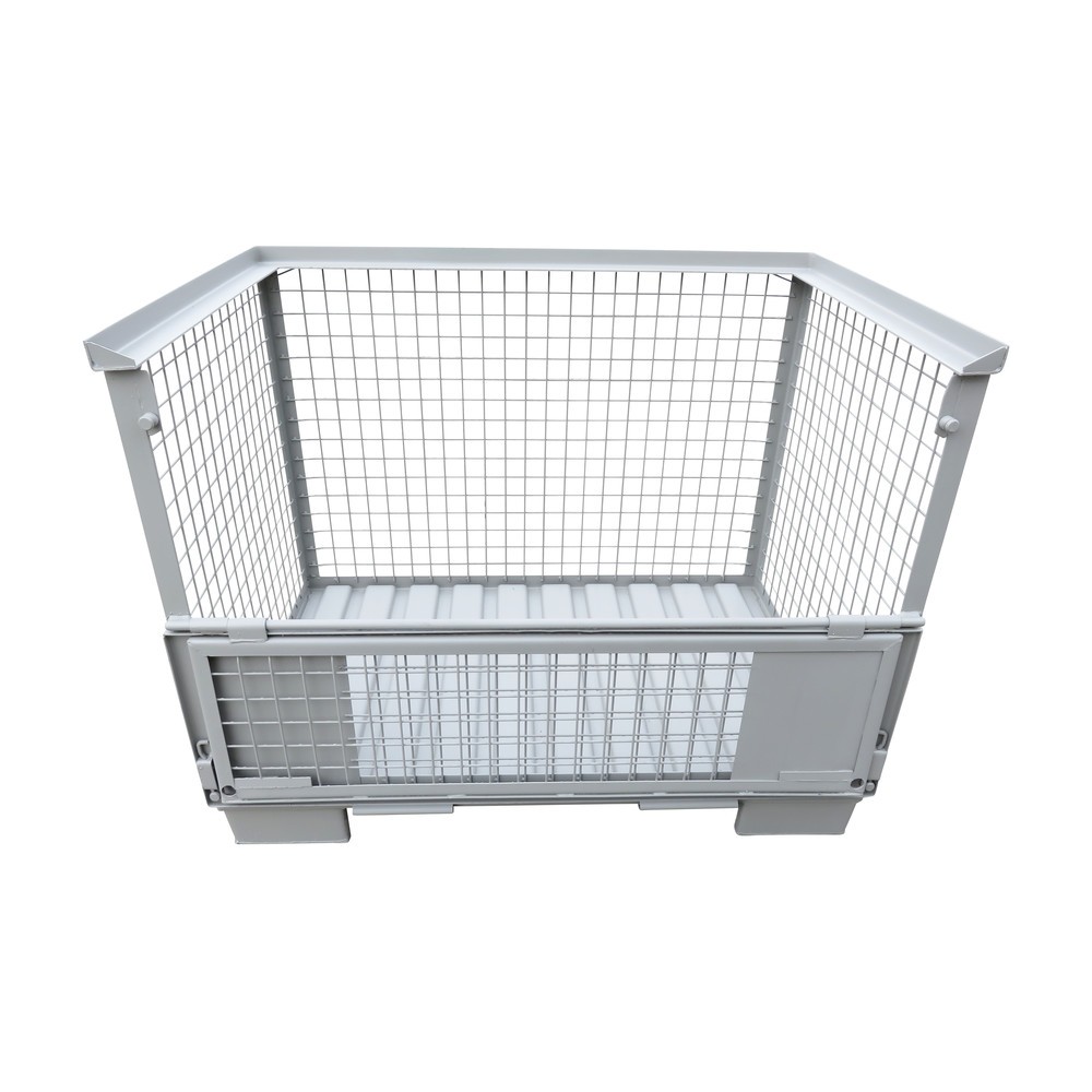 Produktabbildung Nr. 3: Euro-Gitterbox, mit Stahlblechboden, Längswand halb abklappbar, Nutzhöhe 800 mm