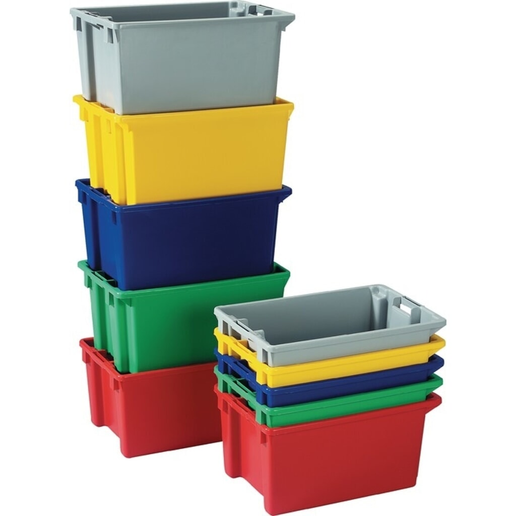 Drehstapelbehälter, L590xB380xH202mm, PP grau Produktabbildung: Drehstapelbehälter, L590xB380xH202mm, PP grau