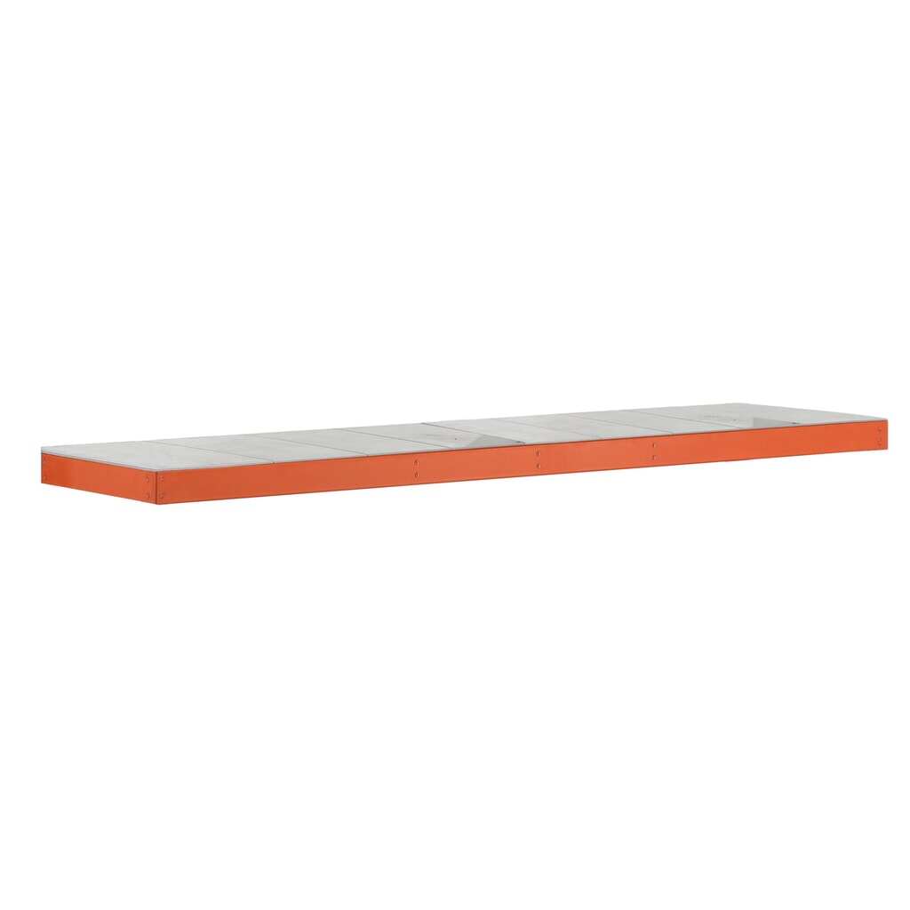 Fachboden für SCHULTE Weitspannregal, mit Stahlpaneelen, BxT 1.536 x 469 mm, orange Produktabbildung: Fachboden für SCHULTE Weitspannregal, mit Stahlpaneelen, BxT 1.536 x 469 mm, orange