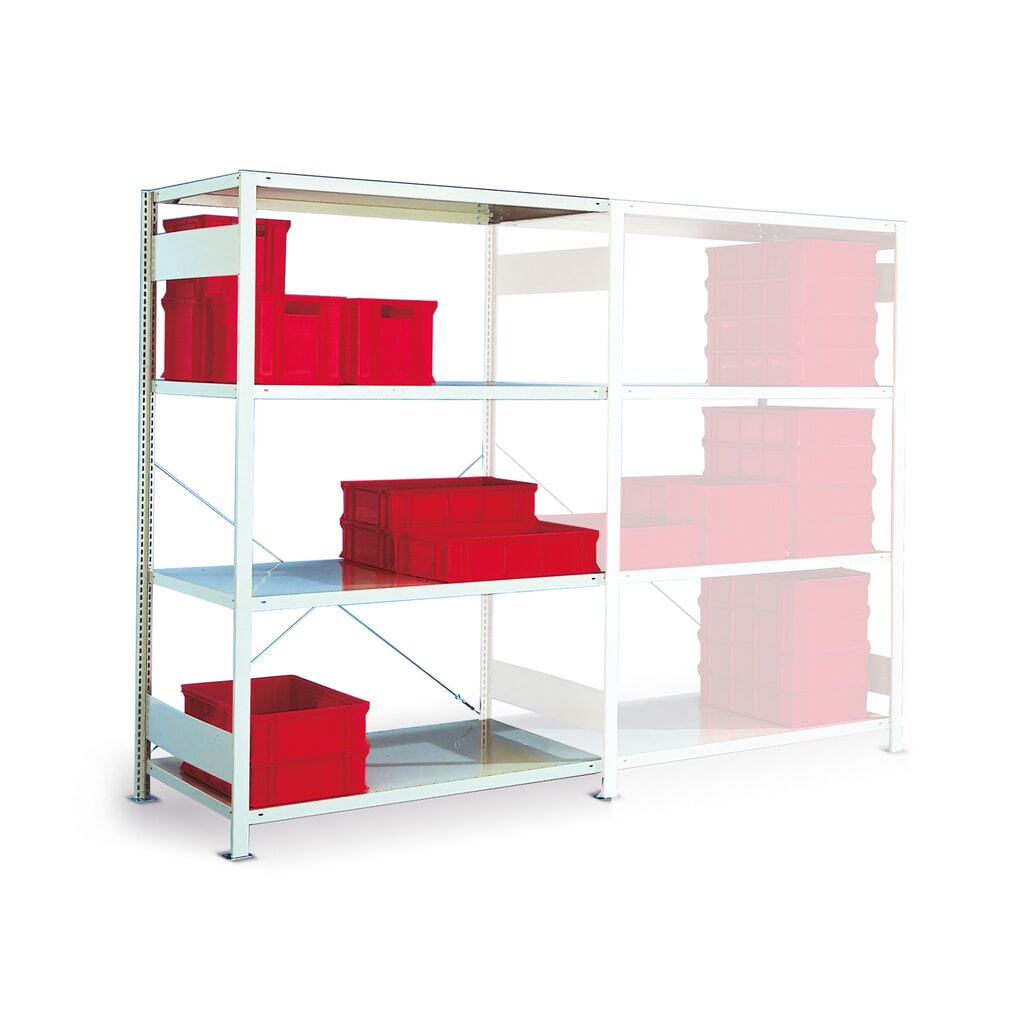 Fachbodenregal META, einzeilig, Anbaufeld, lichtgrau, HxBxT 2.000 x 1.300 x 500 mm Produktabbildung: Fachbodenregal META, einzeilig, Anbaufeld, lichtgrau, HxBxT 2.000 x 1.300 x 500 mm