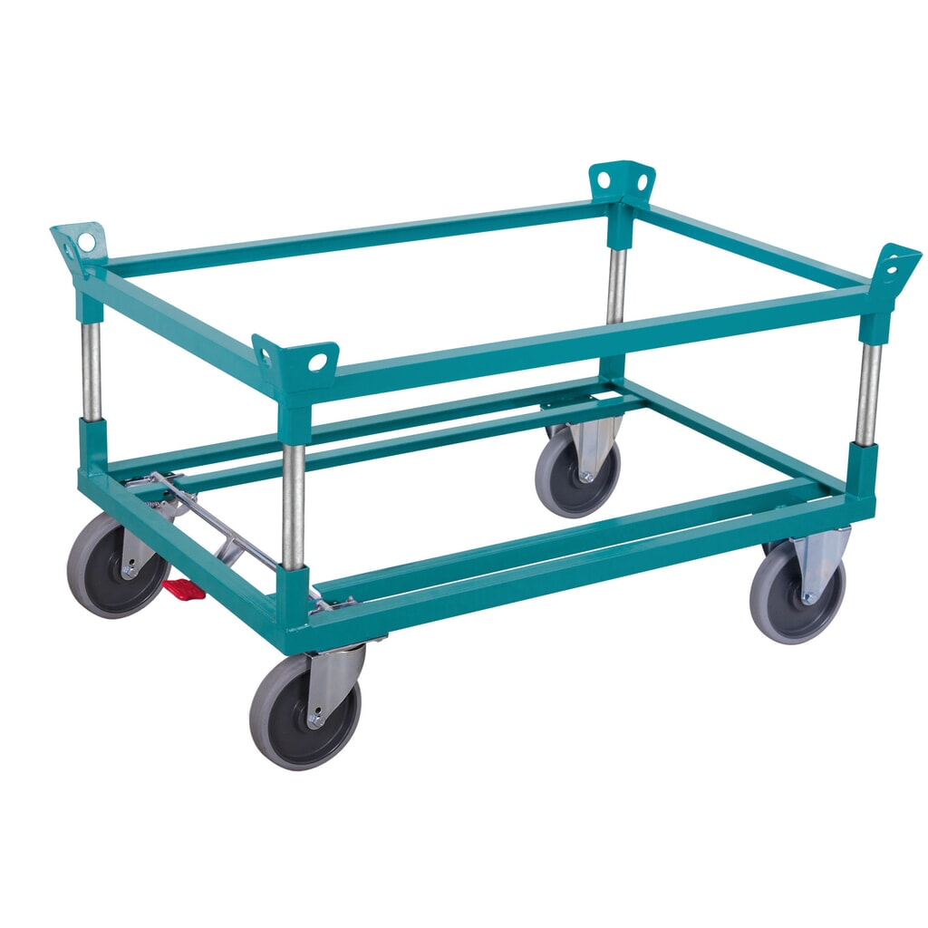 Fahrgestell Ameise®, mit Fangecken, Ladehöhe 650 mm, TPE-Bereifung, mit Zentralbremse Produktabbildung: Fahrgestell Ameise®, mit Fangecken, Ladehöhe 650 mm, TPE-Bereifung, mit Zentralbremse