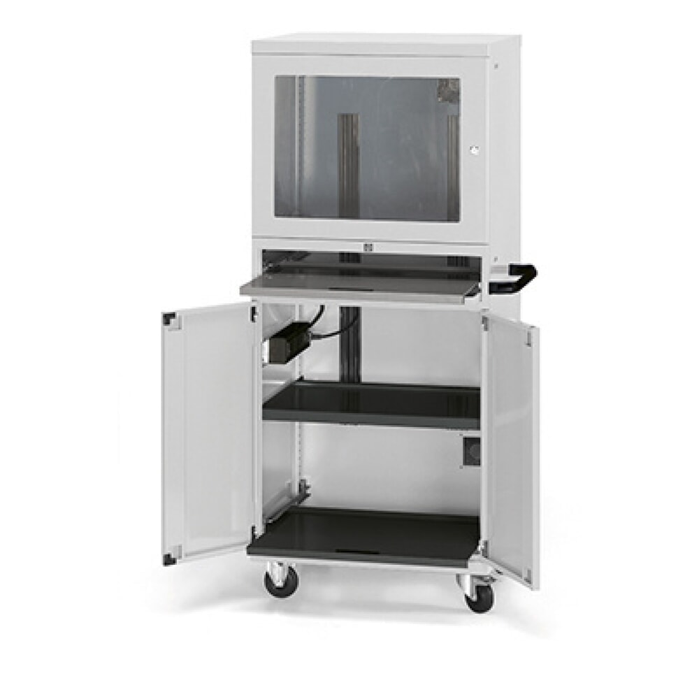 Produktabbildung: Fami Computerschrank Standard, 1 Ventilator, 4 Steckdosen, HxBxT 1.688 x 807 x 654 mm, lichtgrau