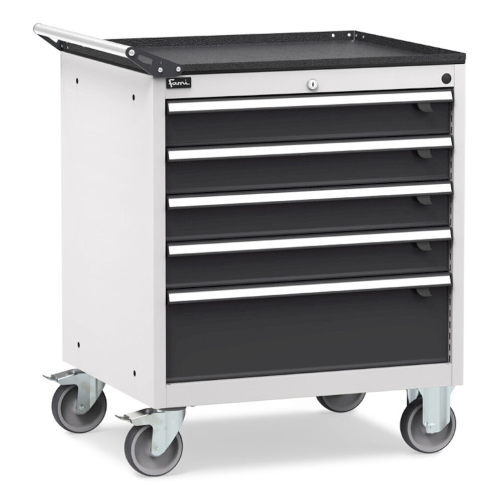Produktabbildung Nr. 2: Fami FLEXA mobiler Schubladenschrank, 5 Schubladen, HxBxT 921 x 778 x 600 mm, lichtgrau, anthrazit