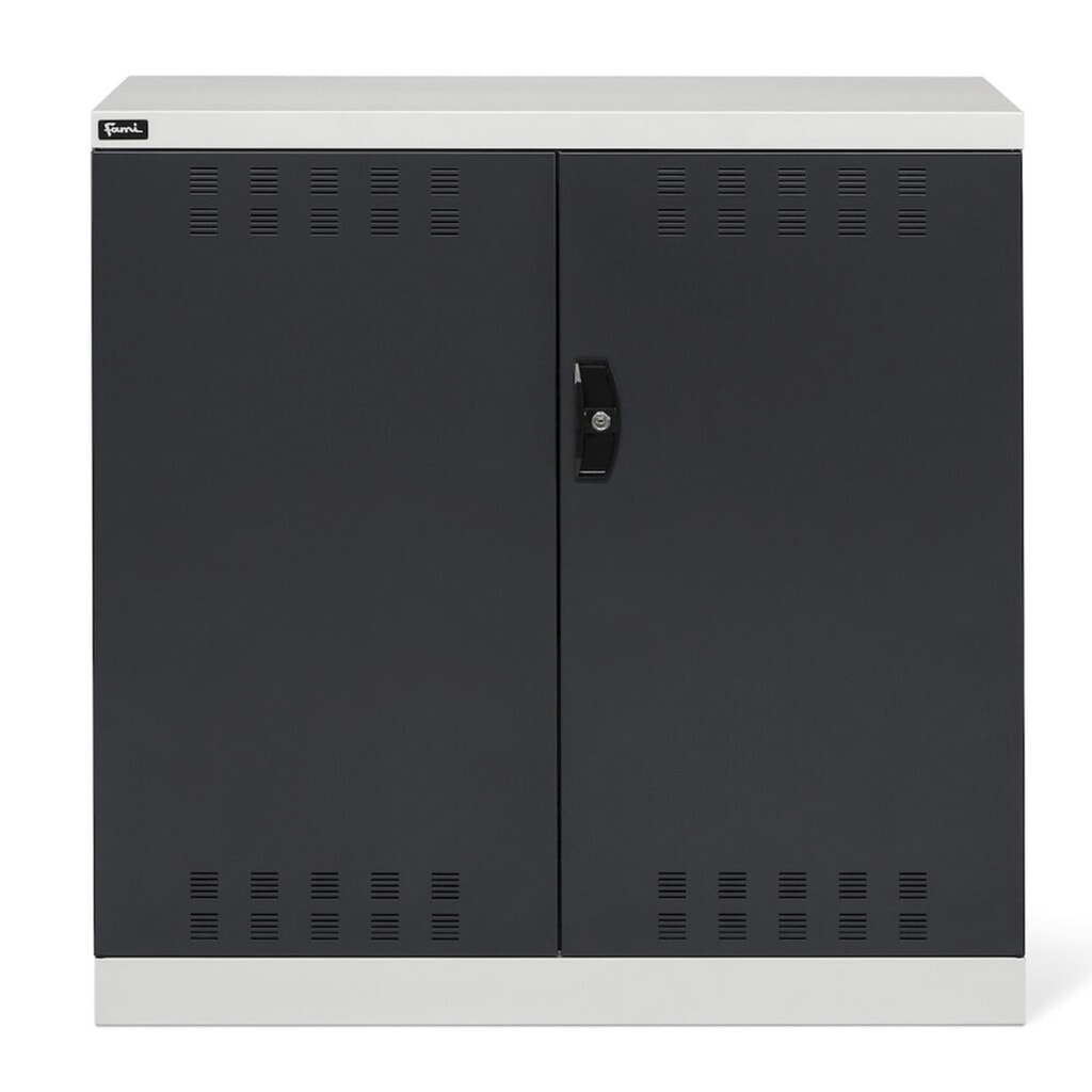 Produktabbildung Nr. 2: Fami PERFOM Beistellschrank, 2 Fachböden, perforierte Flügeltüren, HxBxT 1.000 x 1.023 x 555 mm, lichtgrau, anthrazit