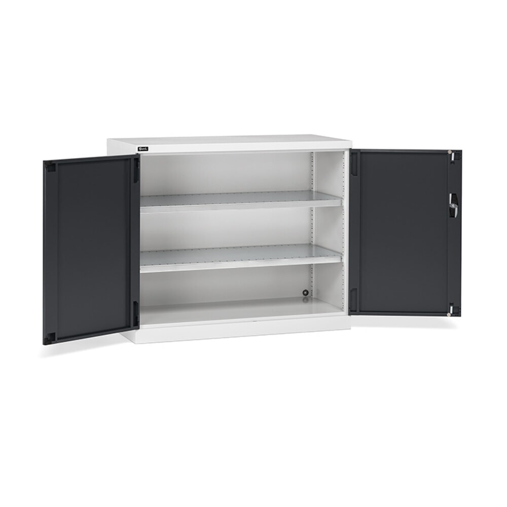Produktabbildung: Fami PERFOM Flügeltürschrank, 2 Fachböden, HxBxT 1.000 x 1.193 x 555 mm, lichtgrau, anthrazit