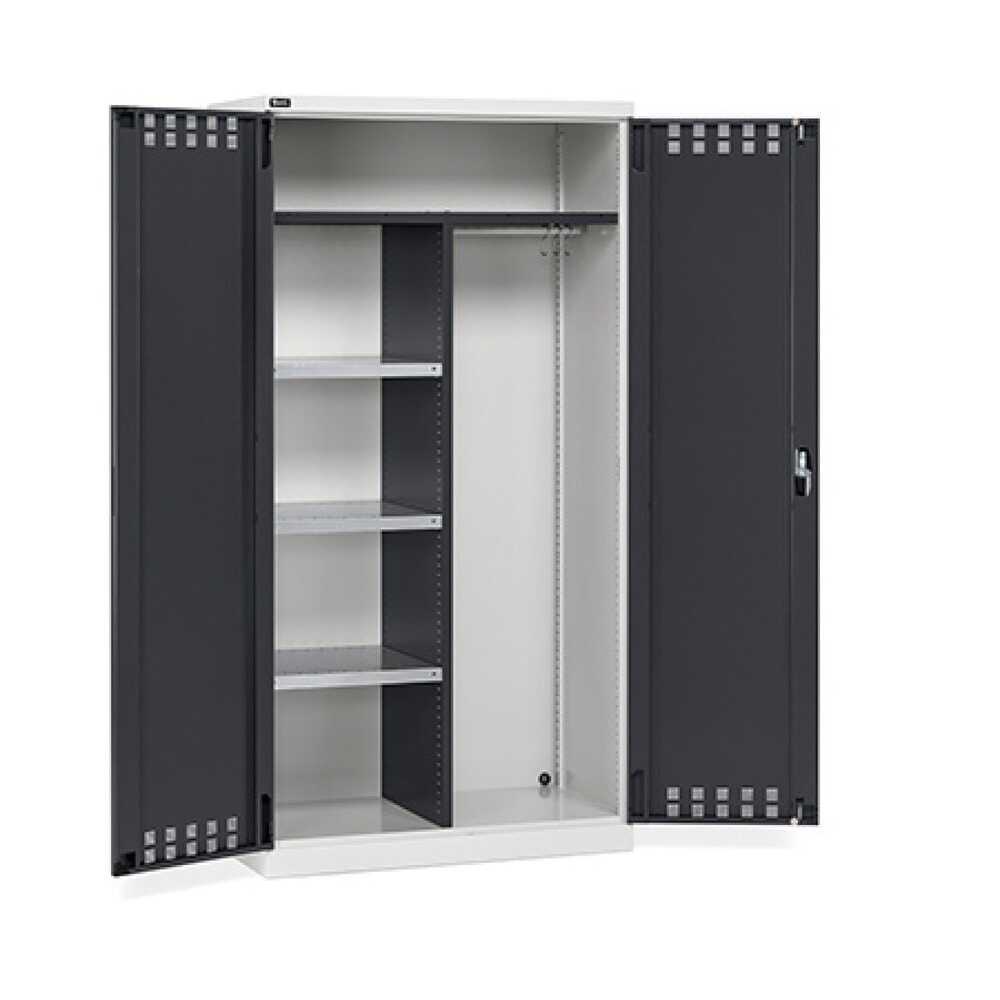 Produktabbildung: Fami PERFOM Mehrzweckschrank, Kleiderstange, 3 Fachböden, HxBxT 2.000 x 1.023 x 555 mm, lichtgrau, anthrazit