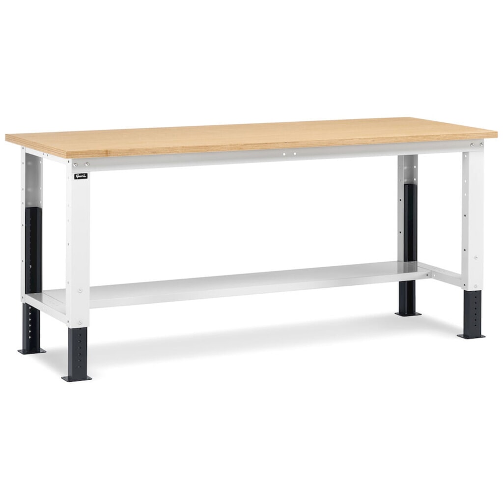 Fami Werkbank, höhenverstellbar, TK 1.000 kg, HxBxT 740-1.110 x 2.000 x 750 mm, RAL 7035 lichtgrau / RAL 7016 anthrazitgrau Produktabbildung Nr. 2: Fami Werkbank, höhenverstellbar, TK 1.000 kg, HxBxT 740-1.110 x 2.000 x 750 mm, RAL 7035 lichtgrau / RAL 7016 anthrazitgrau