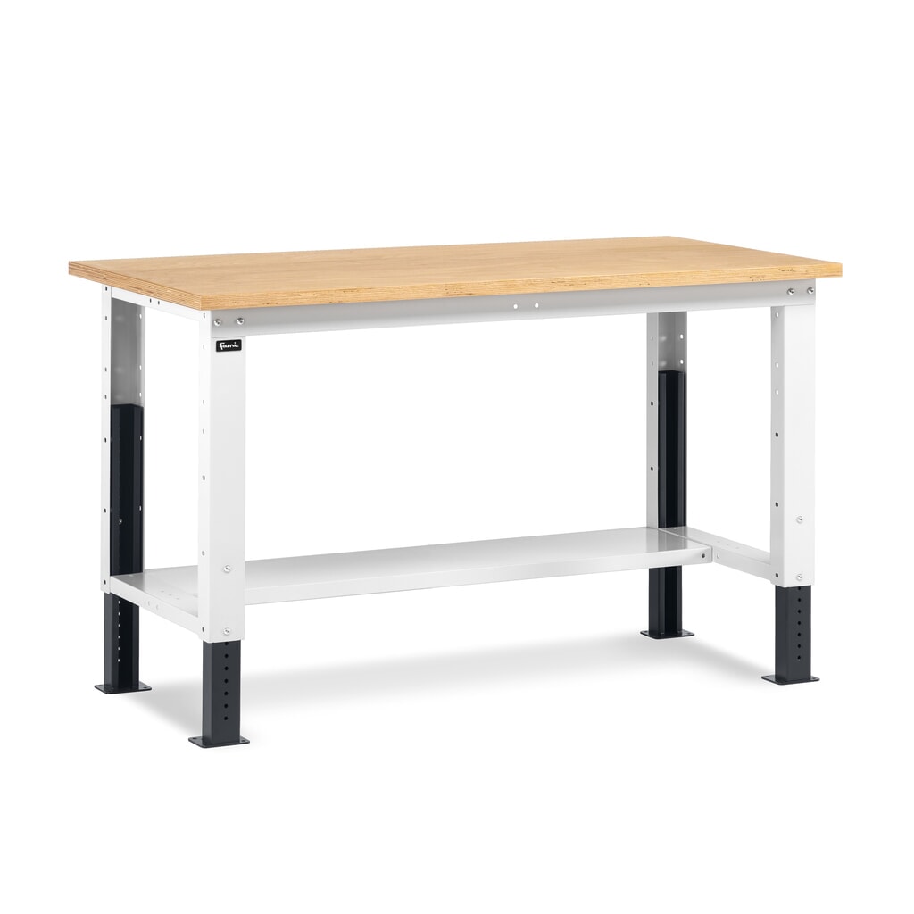 Fami Werkbank, höhenverstellbar, TK 1.000 kg, HxBxT 740-1.110 x 1.500 x 750 mm, RAL 7035 lichtgrau / RAL 7016 anthrazitgrau Produktabbildung: Fami Werkbank, höhenverstellbar, TK 1.000 kg, HxBxT 740-1.110 x 1.500 x 750 mm, RAL 7035 lichtgrau / RAL 7016 anthrazitgrau